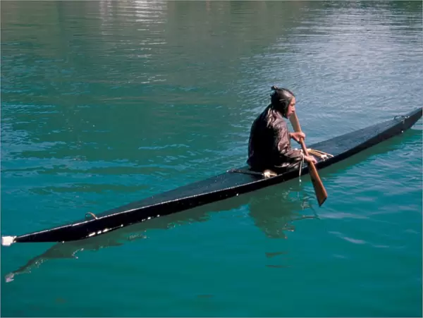 Inuit in traditional kayak