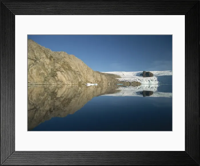 Framed Print : Glacier reaching edge of Prins Christians Sund Framed Print : Glacier reaching edge of Prins Christians Sund