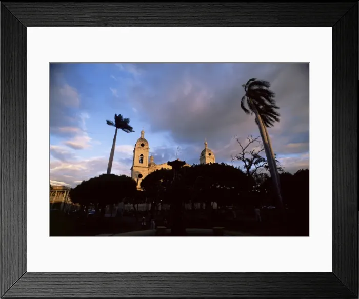 Framed Print : Palm trees in main plaza and Grenada Cathedral Framed Print : Palm trees in main plaza and Grenada Cathedral