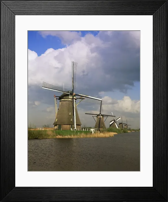 Framed Print : Canal and windmills at Kinderdijk Framed Print : Canal and windmills at Kinderdijk