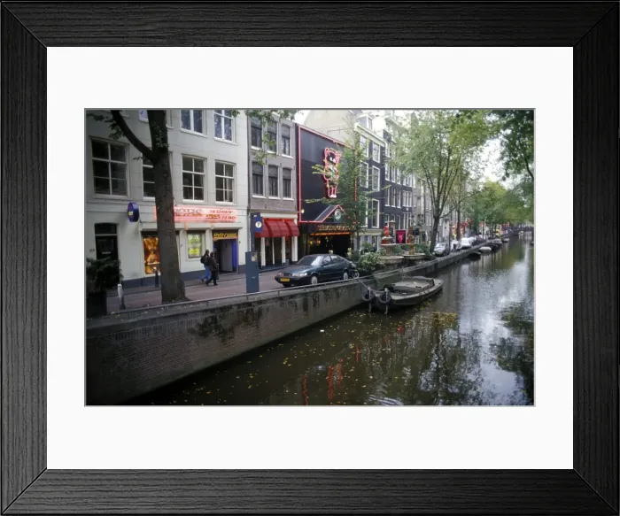 Framed Print : Red light district along one of the city canals Framed Print : Red light district along one of the city canals