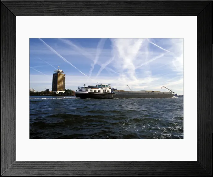 Framed Print : Cargo boat on the River Ij Framed Print : Cargo boat on the River Ij