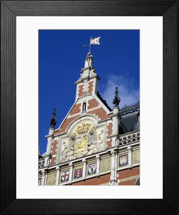 Framed Print : Detail of coats of arms on the facade of the Central Station Framed Print : Detail of coats of arms on the facade of the Central Station