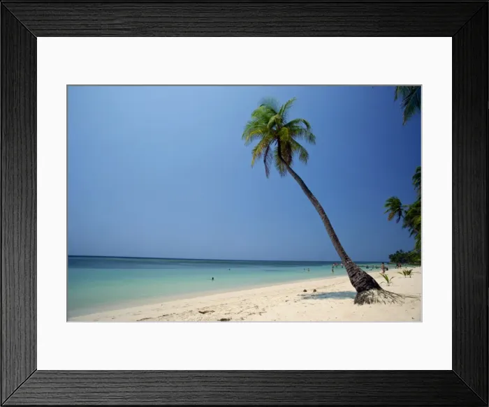 Framed Print : Tourists on the tropical beach at West Bay at the western Framed Print : Tourists on the tropical beach at West Bay at the western