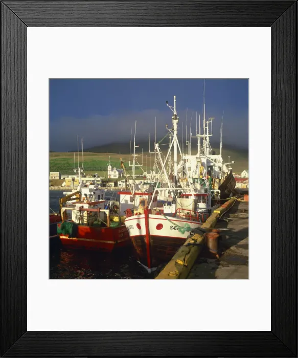 Framed Print : Fishing boats by the quay in the harbour at Husavik Framed Print : Fishing boats by the quay in the harbour at Husavik