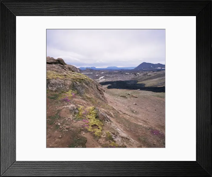 Framed Print : Black lava flow in middle distance Framed Print : Black lava flow in middle distance