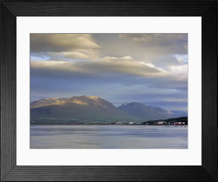 Framed Print : The head of the fjord from the jetty in Akureyri harbour Framed Print : The head of the fjord from the jetty in Akureyri harbour
