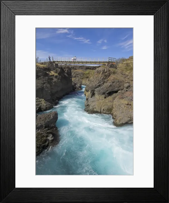 Framed Print : Tourists on bridge over Barnafoss Framed Print : Tourists on bridge over Barnafoss