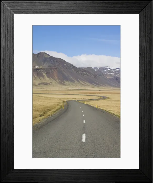 Framed Print : Mountains of Frodarheidi and empty Icelandic road