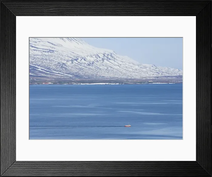 Framed Print : Red trawler in Eyjafjordur near Akureyri Framed Print : Red trawler in Eyjafjordur near Akureyri