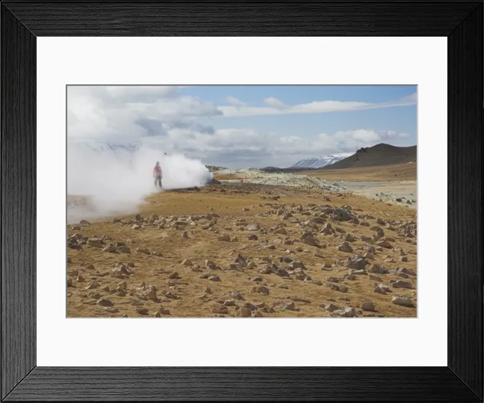 Framed Print : Tourists around the steam jets at Namaskard thermal area Framed Print : Tourists around the steam jets at Namaskard thermal area