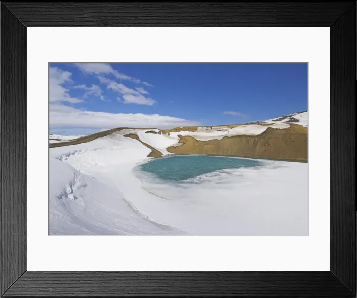 Framed Print : Snow covered frozen Viti (Hell) crater near Krafla power plant Framed Print : Snow covered frozen Viti (Hell) crater near Krafla power plant