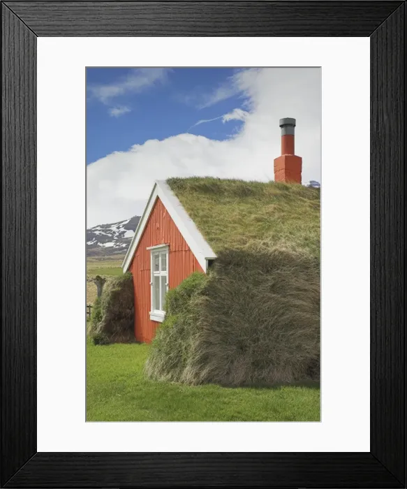 Framed Print : Lindarbakki turf house at Bakkagerdi Framed Print : Lindarbakki turf house at Bakkagerdi