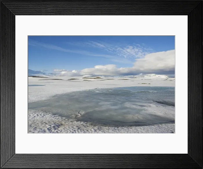 Framed Print : Ice and snow across the Fellabaer range near Seydisfjordur