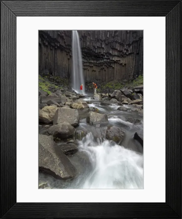 Framed Print : Tourists at Svartifoss waterfall Framed Print : Tourists at Svartifoss waterfall