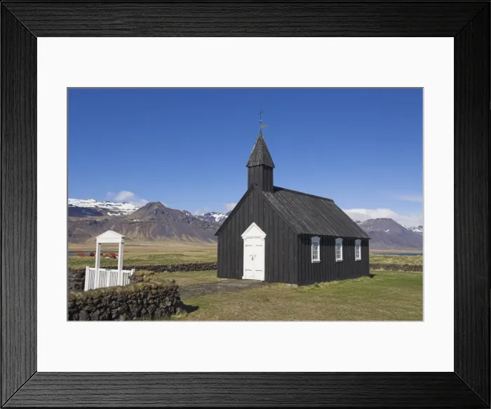 Framed Print : Black timber church at Budir