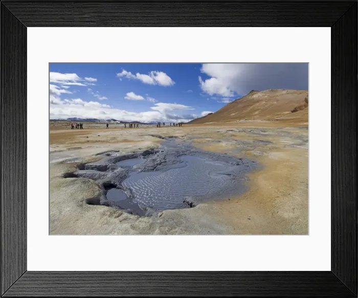 Framed Print : Tourists around the hot mud pools at Namaskard thermal area Framed Print : Tourists around the hot mud pools at Namaskard thermal area