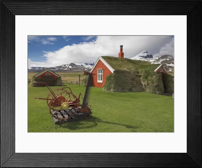 Framed Print : Lindarbakki turf house at Bakkagerdi Borgarfjordur Framed Print : Lindarbakki turf house at Bakkagerdi Borgarfjordur