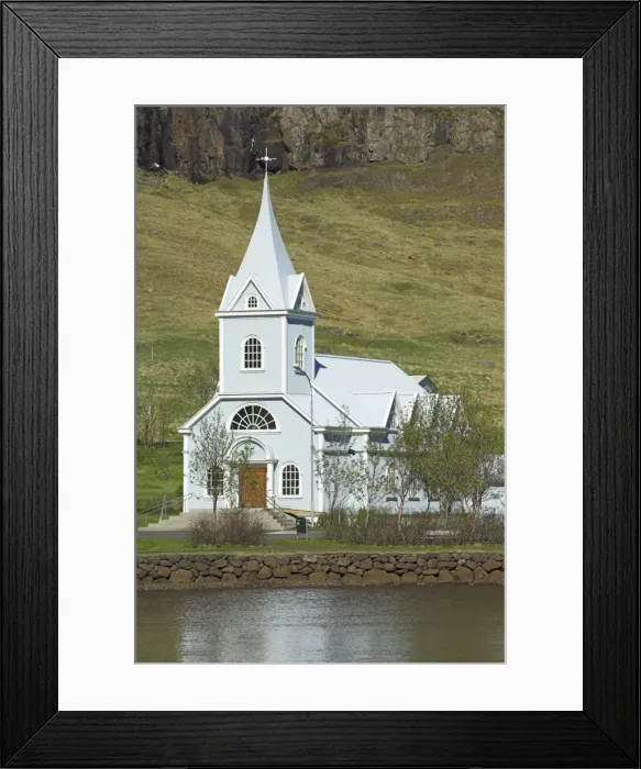 Framed Print : Blue Lutheran church Framed Print : Blue Lutheran church