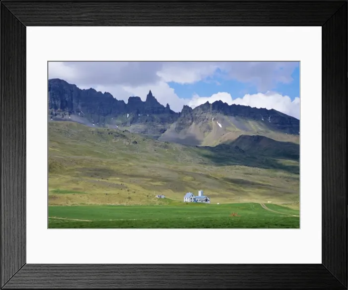 Framed Print : Church and mountains in the north of the country Framed Print : Church and mountains in the north of the country