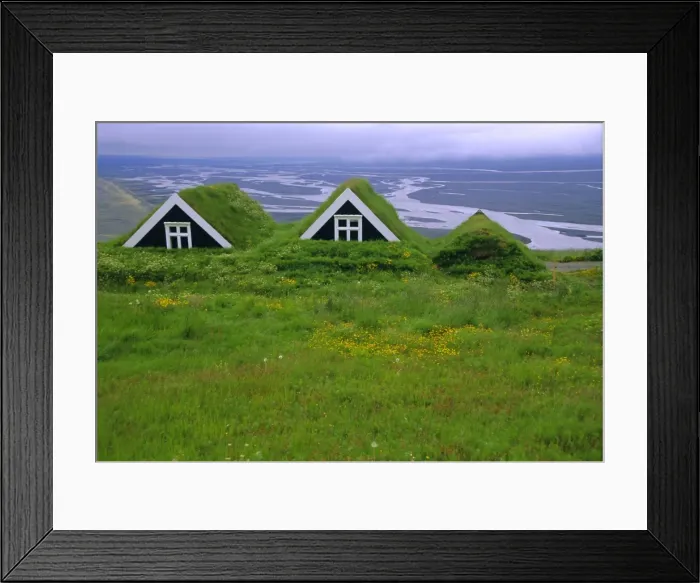 Framed Print : Turf roof houses in the south of the island Framed Print : Turf roof houses in the south of the island