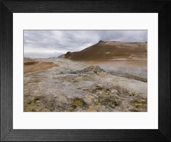 Framed Print : Hverir geothermal fields at the foot of Namafjall mountain Framed Print : Hverir geothermal fields at the foot of Namafjall mountain