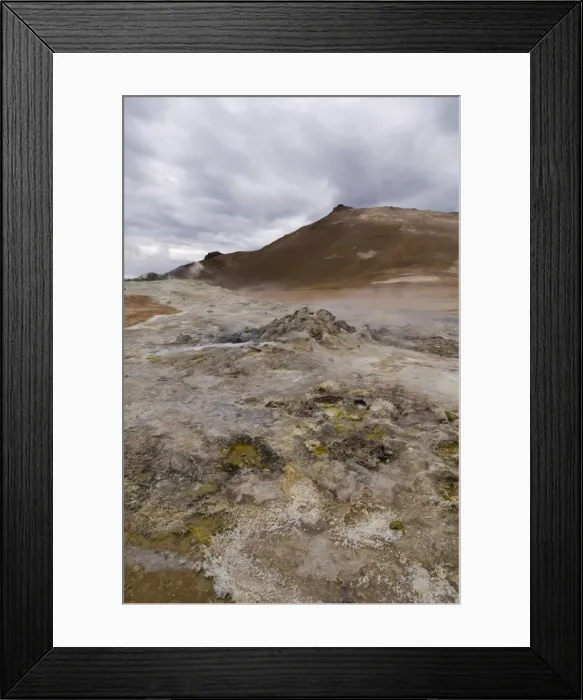 Framed Print : Hverir geothermal fields at the foot of Namafjall mountain Framed Print : Hverir geothermal fields at the foot of Namafjall mountain