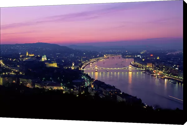 Evening view over city and River Danube