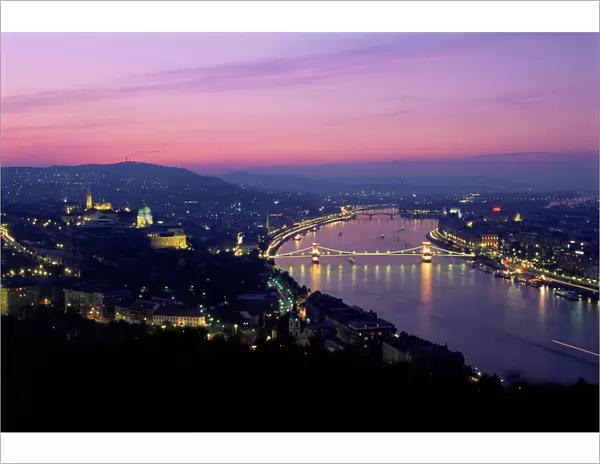 Evening view over city and River Danube
