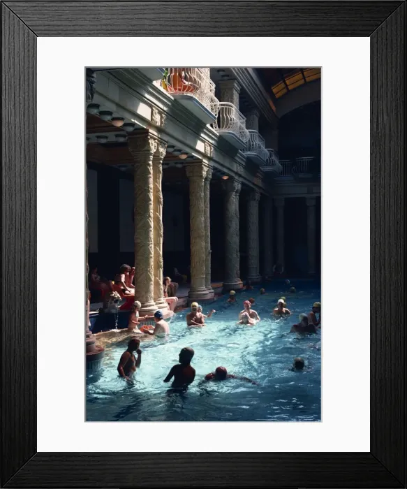 Framed Print : People bathing in the Hotel Gellert Baths Framed Print : People bathing in the Hotel Gellert Baths