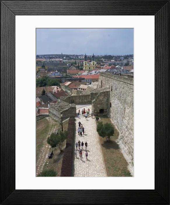 Framed Print : View from Castle over town and castle ramparts Framed Print : View from Castle over town and castle ramparts