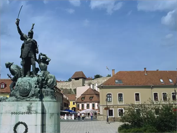 Statue of the famous Istvan Dobo in the Istvan Dobo Ter Square