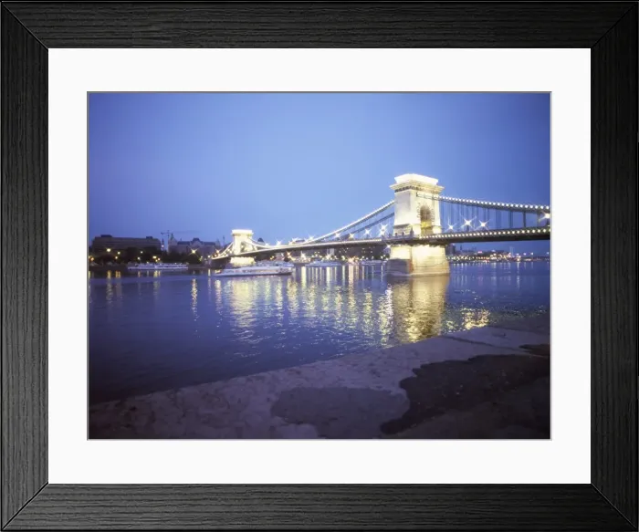Framed Print : Chain bridge over the Danube River