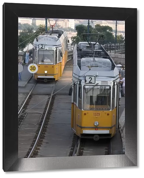 Two trams in Budapest