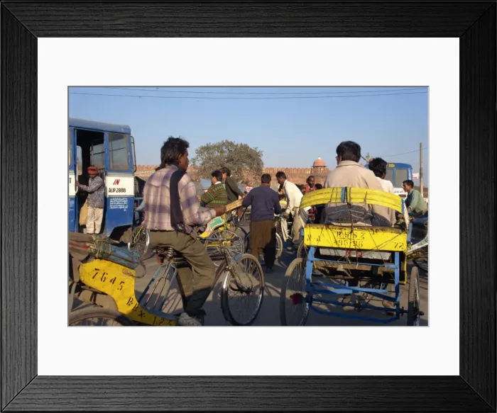 Framed Print : Rickshaws in traffic Framed Print : Rickshaws in traffic