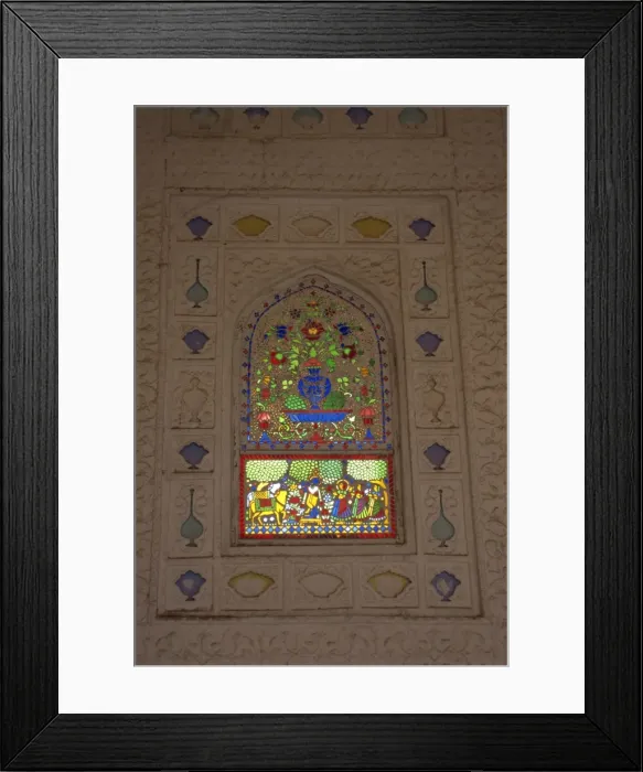 Framed Print : Stained glass window in the Amber Fort and Palace Framed Print : Stained glass window in the Amber Fort and Palace