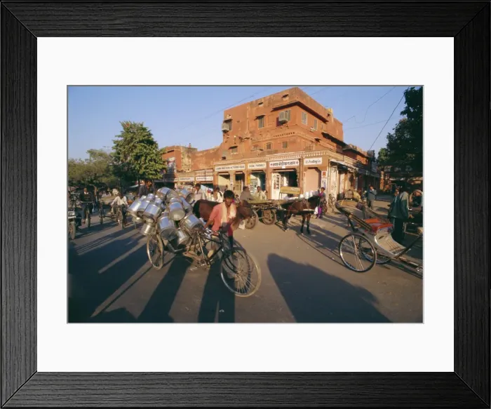 Framed Print : Market area with rickshaws Framed Print : Market area with rickshaws