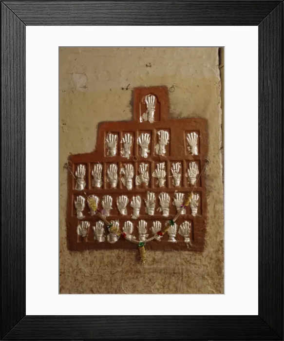 Framed Print : The handprints or Sati marks of ladies who died on the pyres Framed Print : The handprints or Sati marks of ladies who died on the pyres