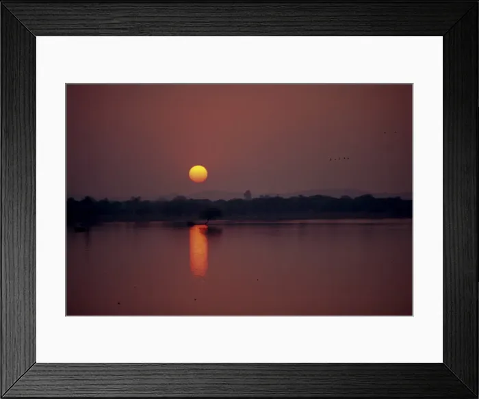Framed Print : Sunset over lake created by dam Framed Print : Sunset over lake created by dam