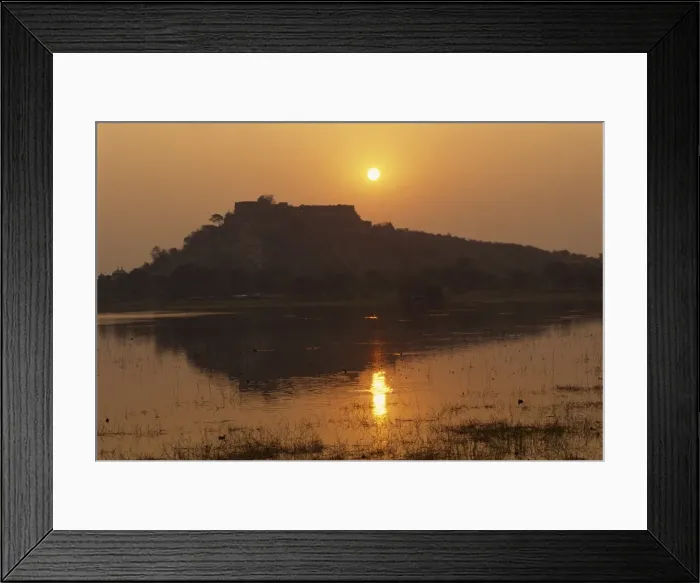 Framed Print : Sunset over lake in town Framed Print : Sunset over lake in town