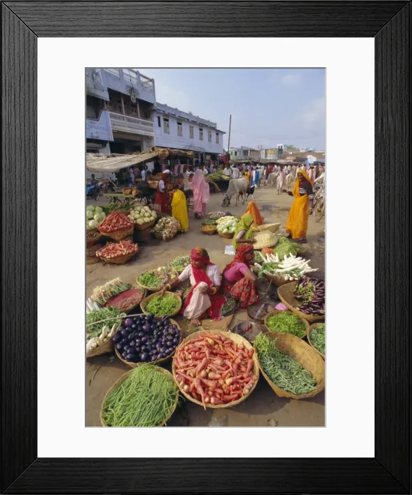 Framed Print : Fruit and vegetable sellers in the street Framed Print : Fruit and vegetable sellers in the street