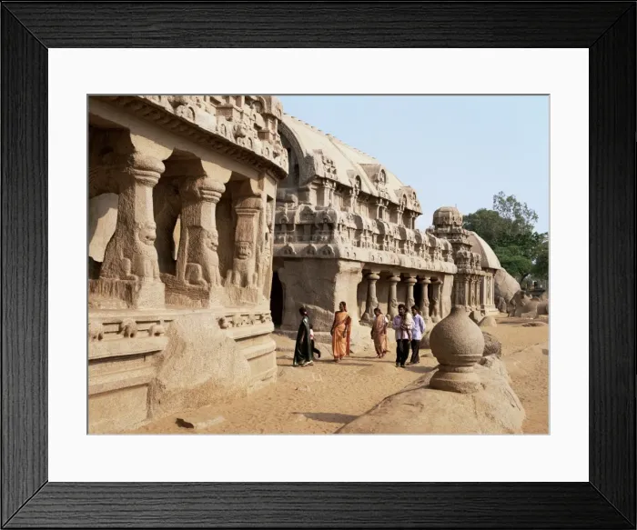 Framed Print : Group of rock cut temples called the Five Rathas (5 chariots) Framed Print : Group of rock cut temples called the Five Rathas (5 chariots)