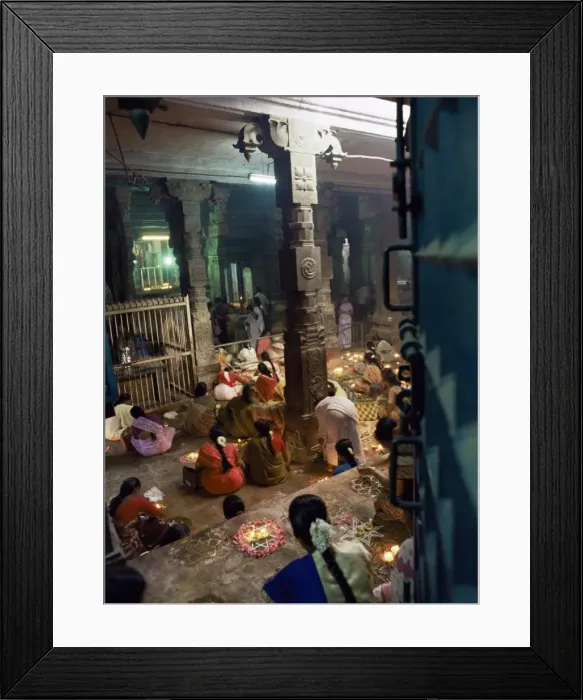 Framed Print : Worshippers at a shrine inside the Sri Meenakshi Temple Framed Print : Worshippers at a shrine inside the Sri Meenakshi Temple