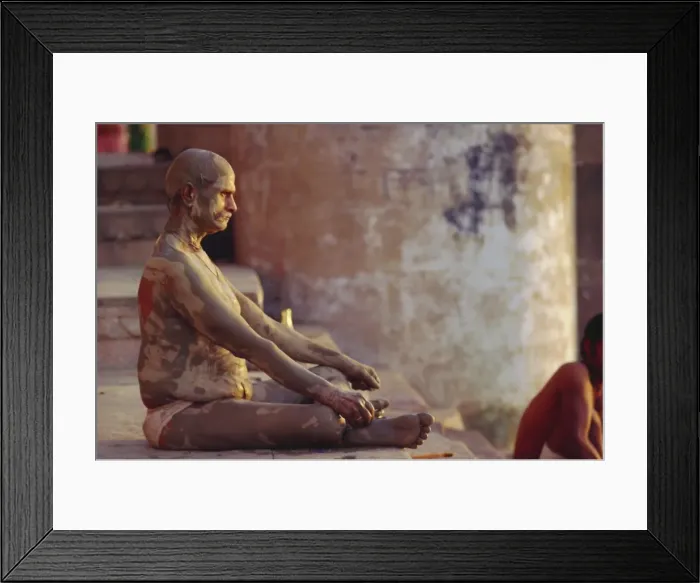 Framed Print : Hindu pilgrim meditating