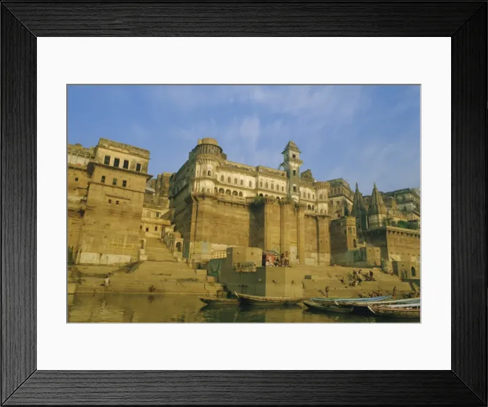 Framed Print : Buildings on the Ganga (Ganges) River waterfront Framed Print : Buildings on the Ganga (Ganges) River waterfront