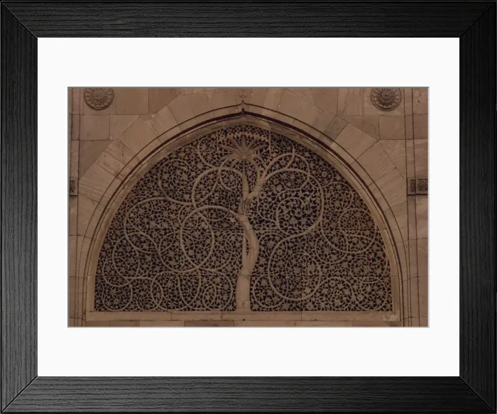 Framed Print : Close-up of carved stone window Framed Print : Close-up of carved stone window