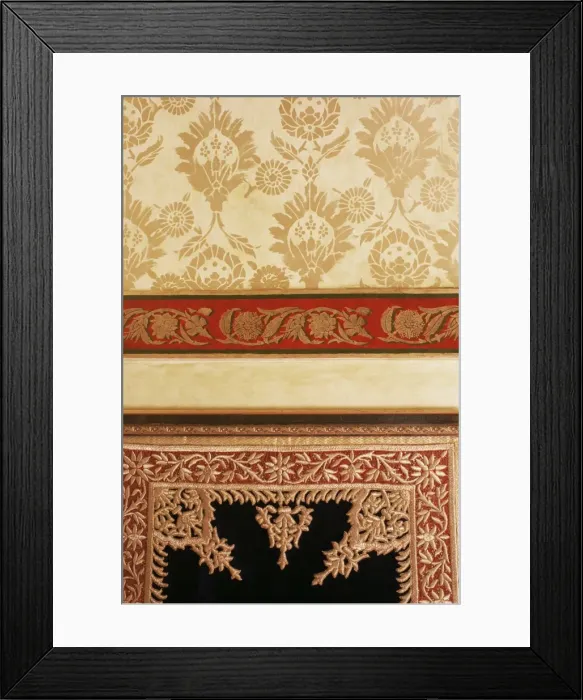 Framed Print : Example of traditional Zardozi gold embroidery work Framed Print : Example of traditional Zardozi gold embroidery work