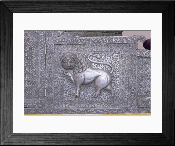 Framed Print : Beautiful raised silver work on panel on the side of Framed Print : Beautiful raised silver work on panel on the side of