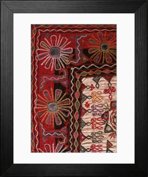 Framed Print : Traditional Rabari tribal embroidered fabrics Framed Print : Traditional Rabari tribal embroidered fabrics