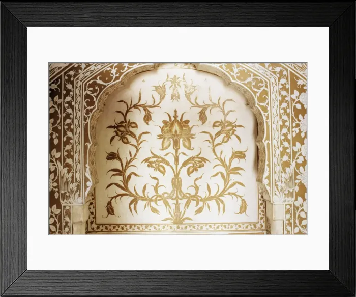 Framed Print : Depiction of an iris painted on wall in dining area Framed Print : Depiction of an iris painted on wall in dining area